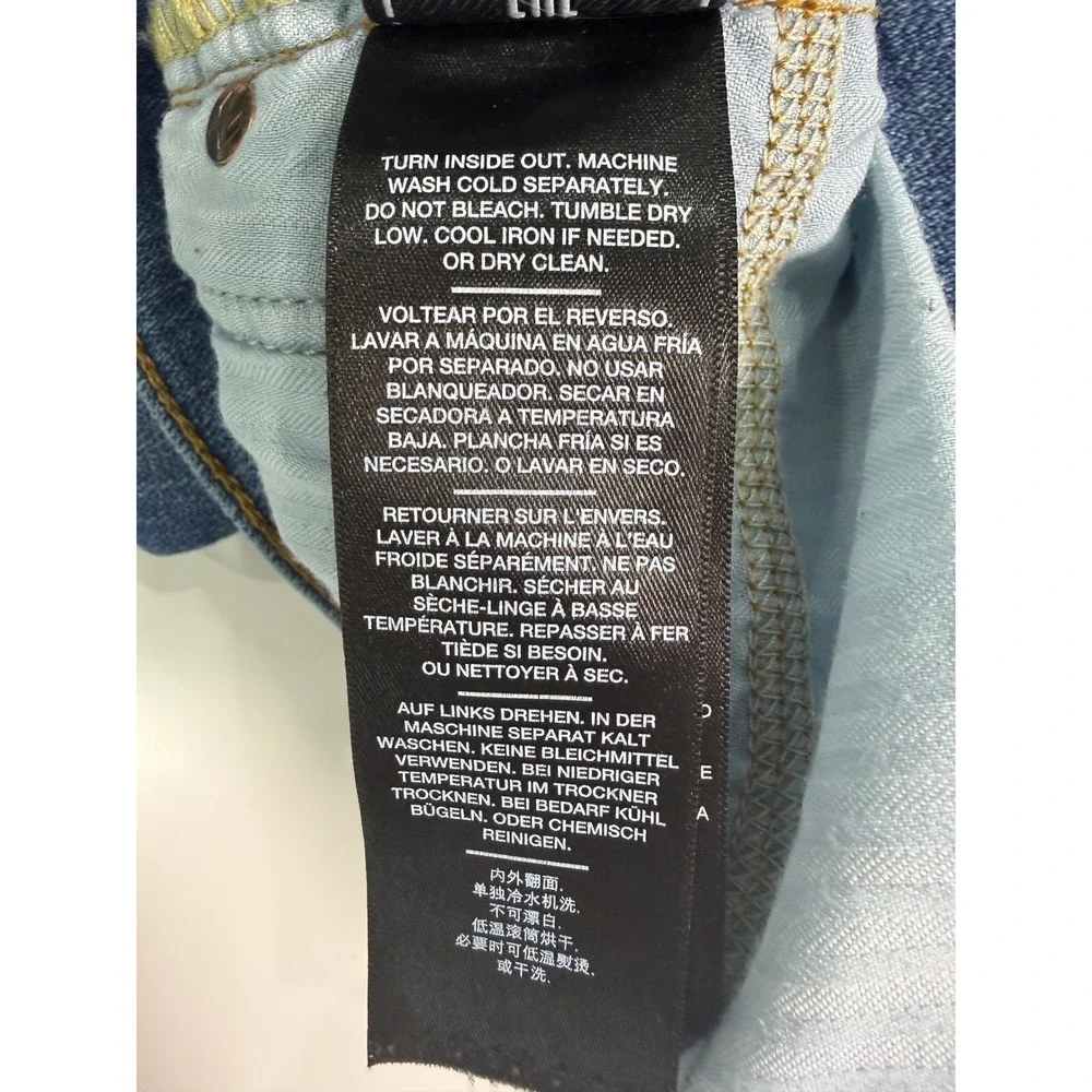 7 For All Mankind Distressed Skinny Jeans Blue Ripped Knee High Rise Size 27‎